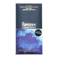 A sleek dark milk chocolate bar from Firetree with a blue and purple marbled wrapper and white text