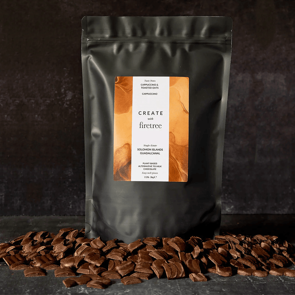 Firetree Bulk Create Philippines 73% 1kg resealable pouch of cappuccino toasted oats plant-based milk chocolate