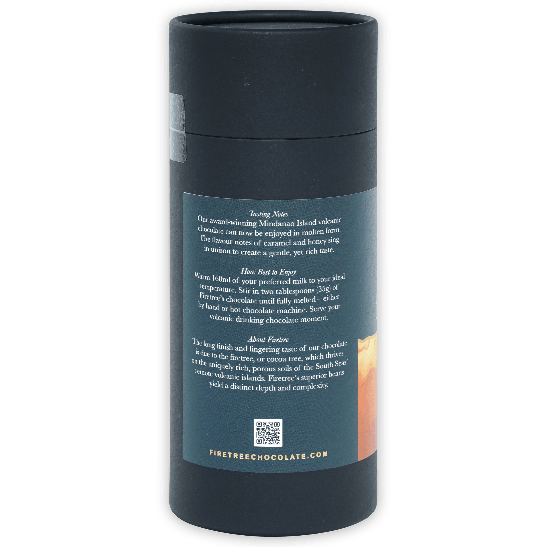 Firetree Drinking Chocolate Philippines 73% dark gray tube packaging