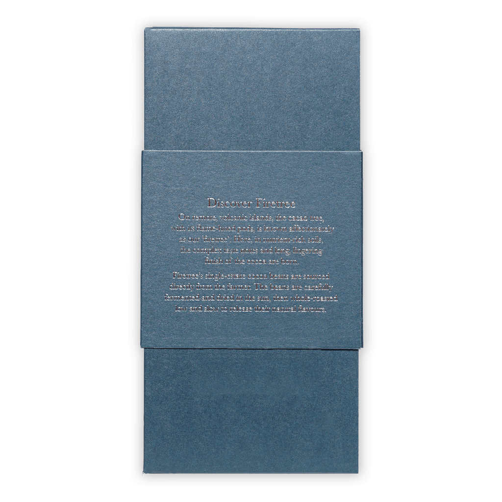 Matte blue textured Firetree Mik & Dark Chocolate Gift Collection packaging