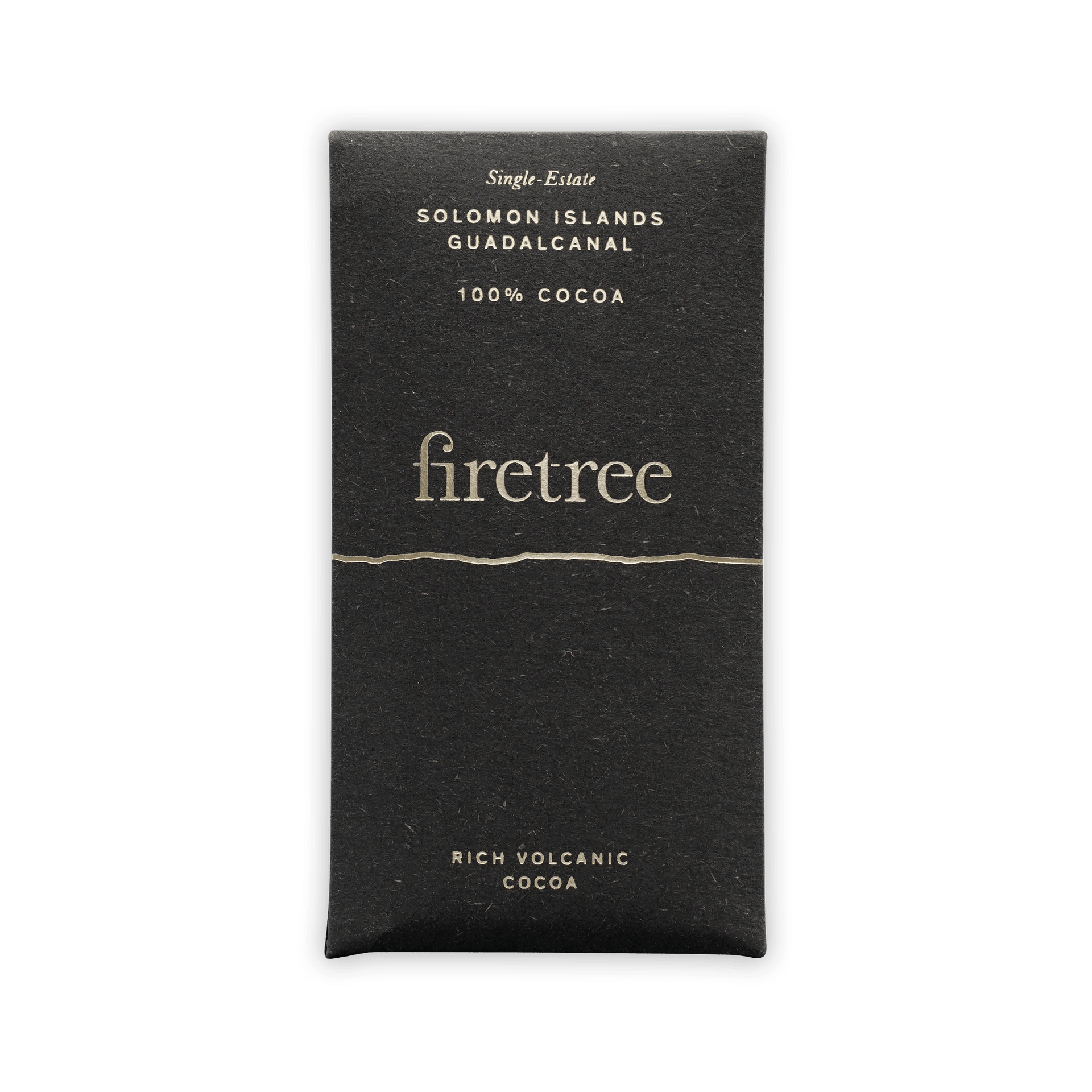 Firetree Guadalcanal 100% mini chocolate bar wrapper with silver lettering