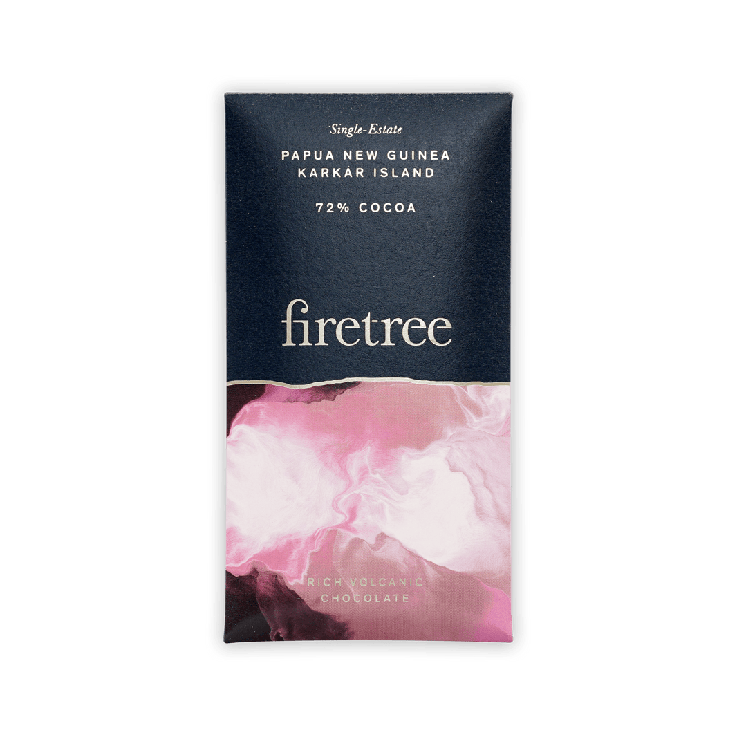 Firetree Mini Chocolate Bars PNG Karkar 72% dark blue pink wrapper