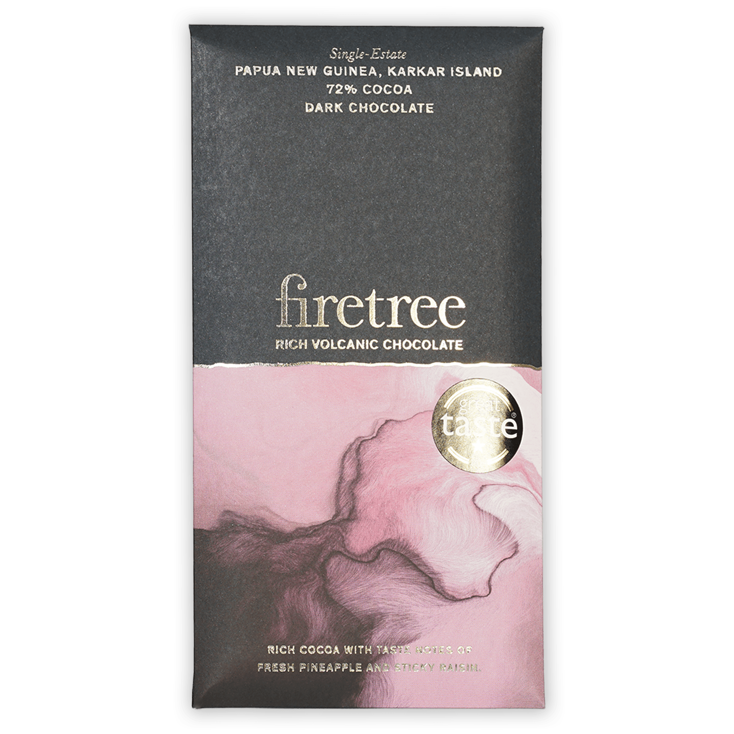 Firetree Papua New Guinea Karkar 72% sleek black pink chocolate bar
