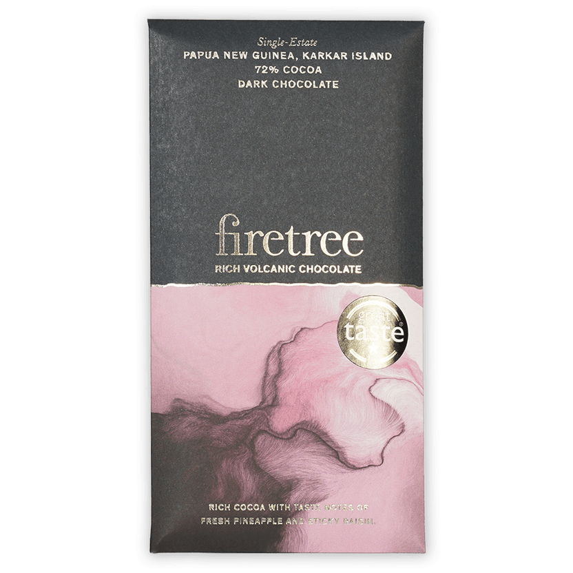 Firetree Papua New Guinea Karkar 72% sleek black pink chocolate bar