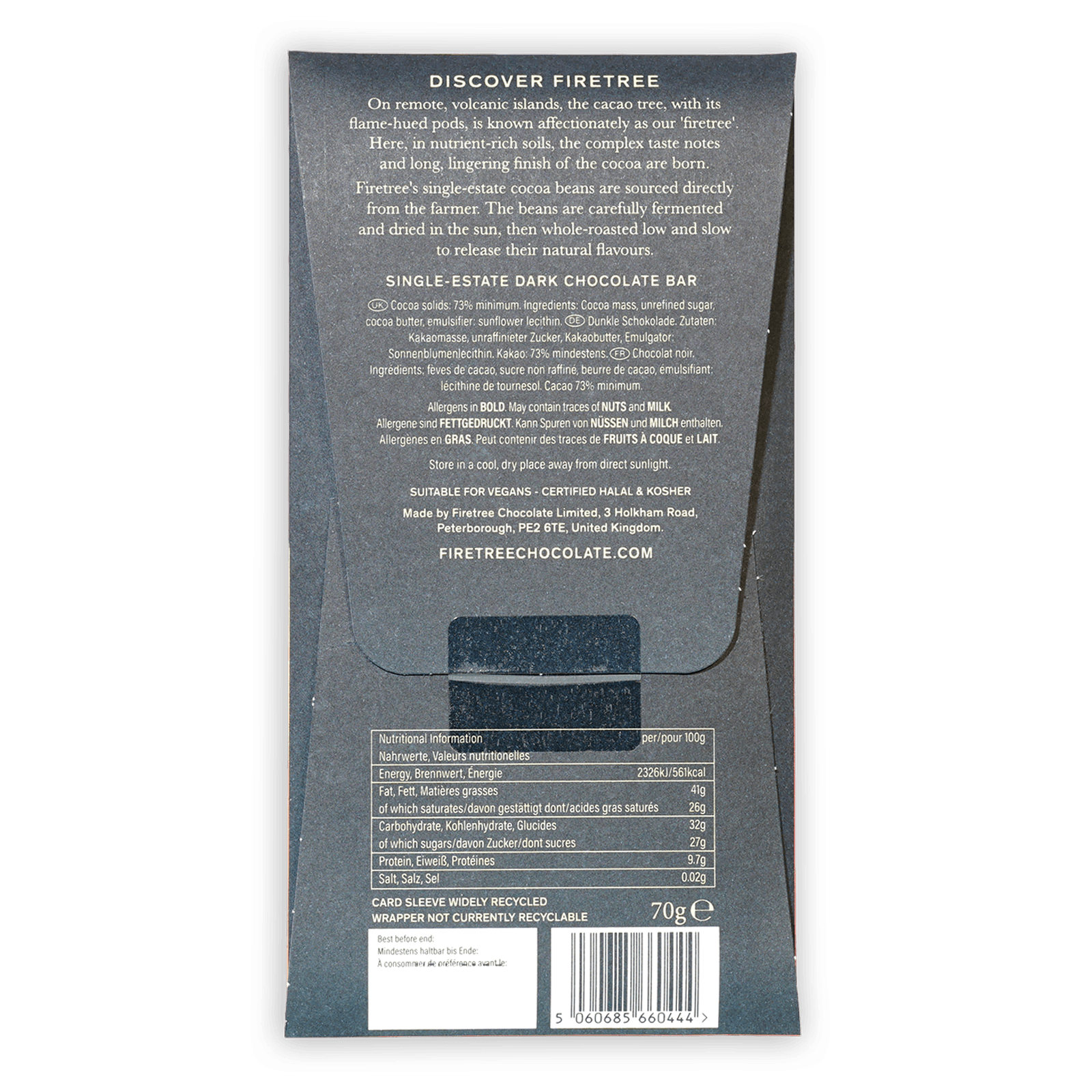Firetree Philippines Mindanao Island 73% dark chocolate bar wrapper