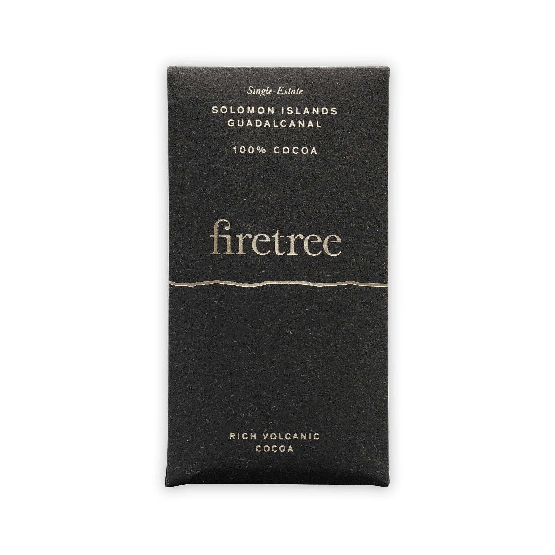 Firetree Guadalcanal 100% mini chocolate bar wrapper with silver lettering