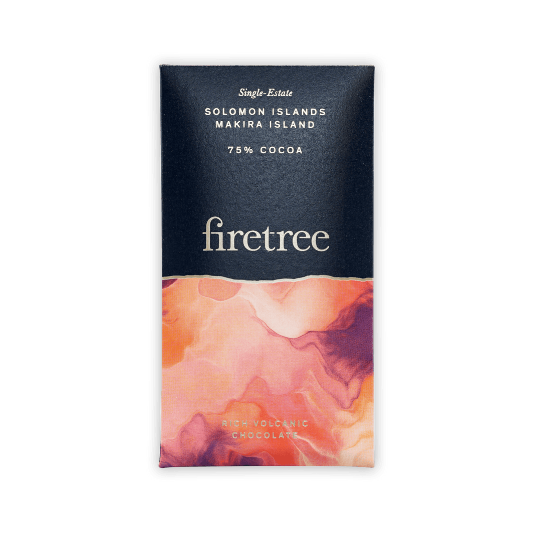 Firetree Mini Chocolate Bars Makira Island 75% dark blue orange wrapper
