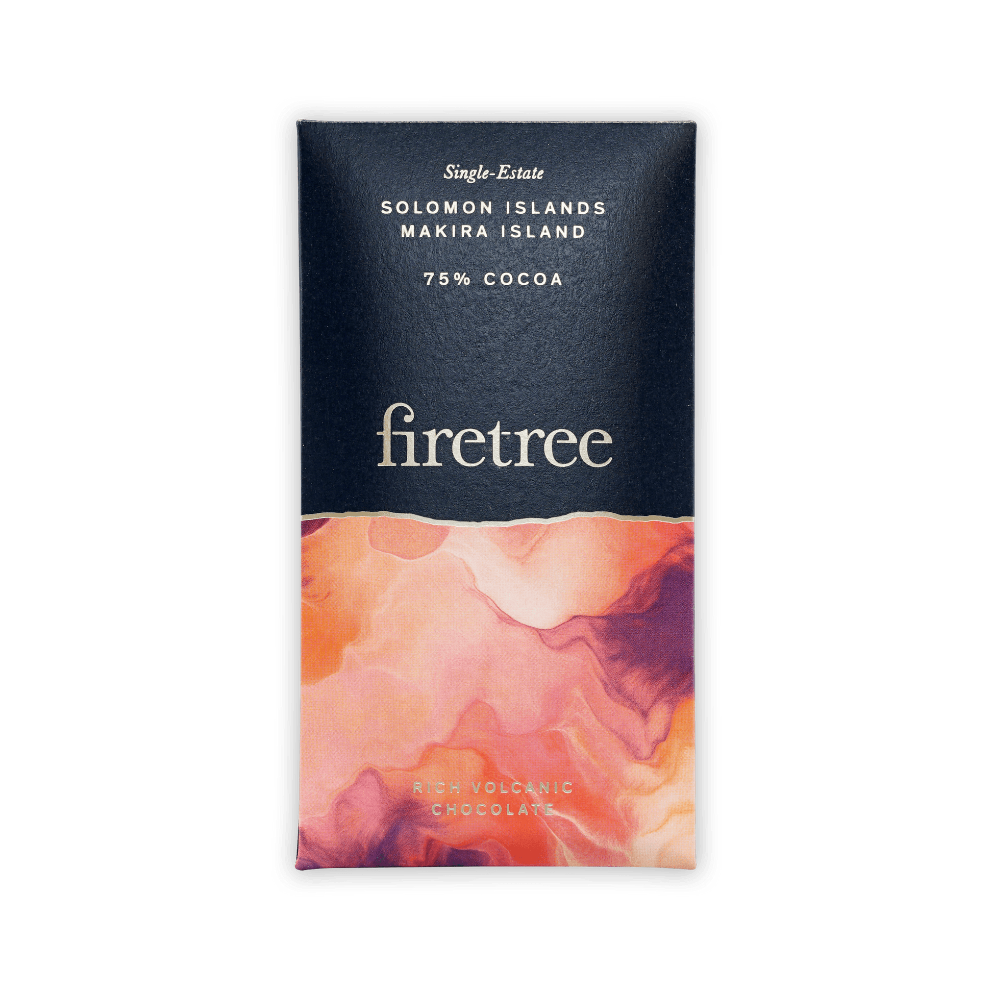 Firetree Mini Chocolate Bars Makira Island 75% dark blue orange wrapper