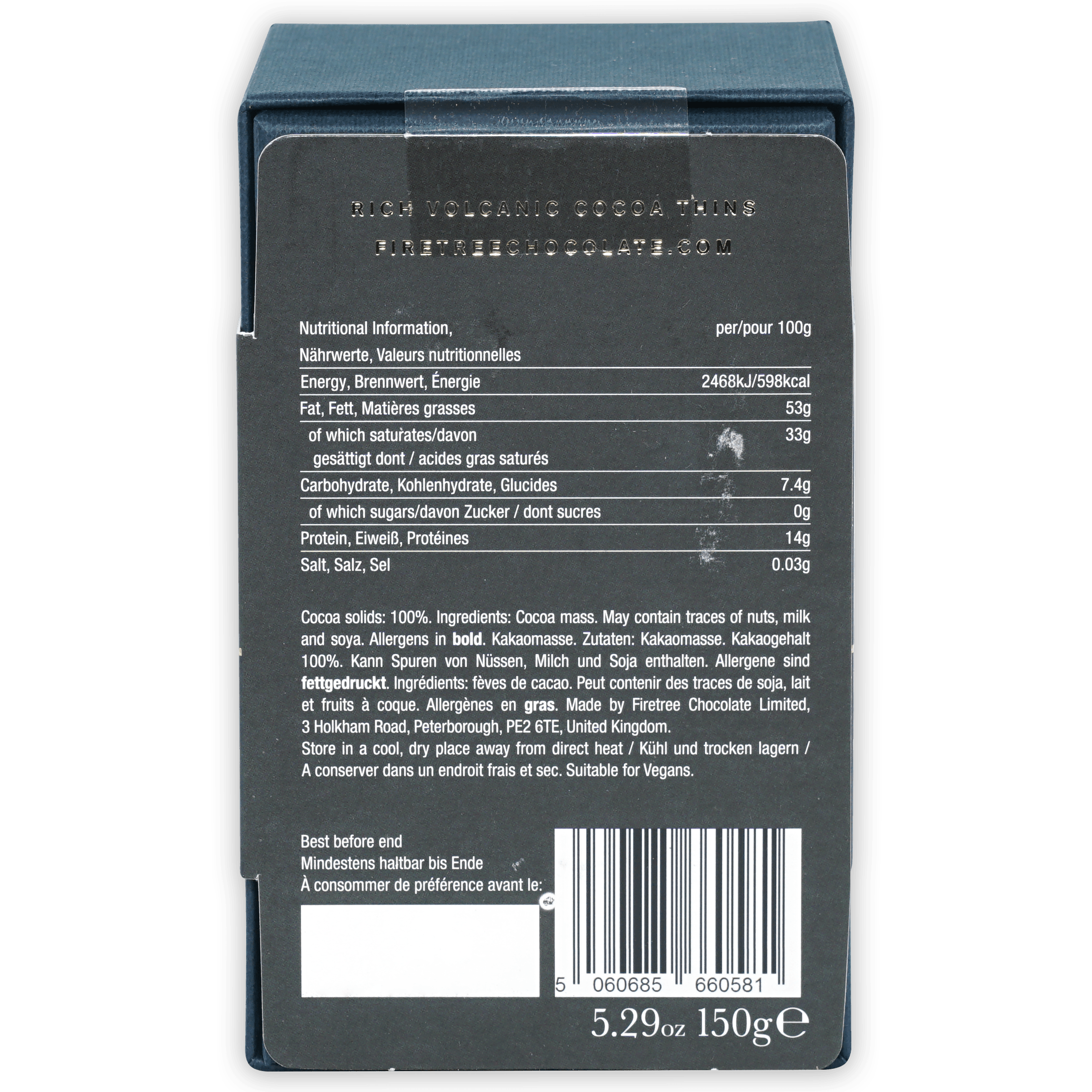 Firetree Thins Dark Solomon Islands 100% truffles in teal box