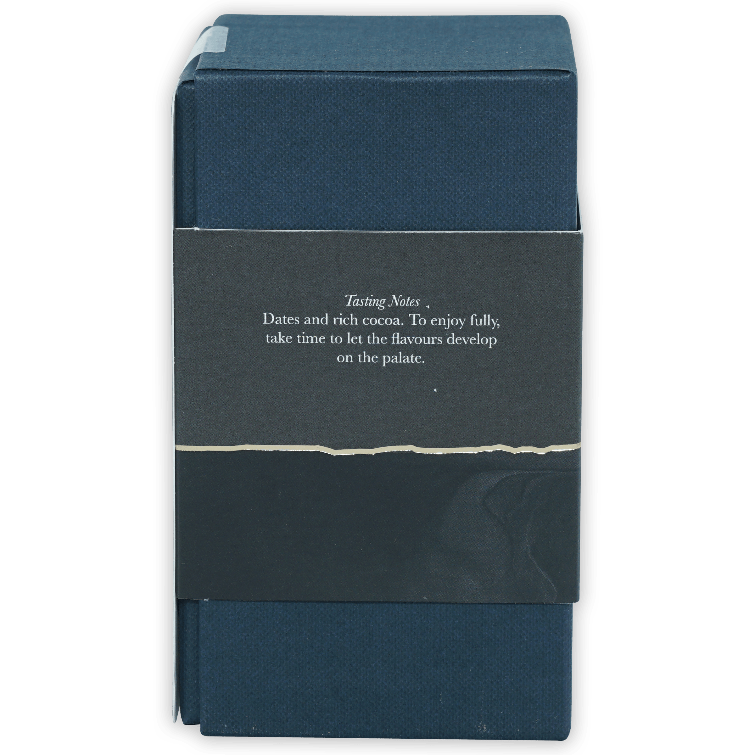 Firetree Thins Dark Solomon Islands 100% chocolate in deep blue matte box with black band tasting notes, 25 pcs