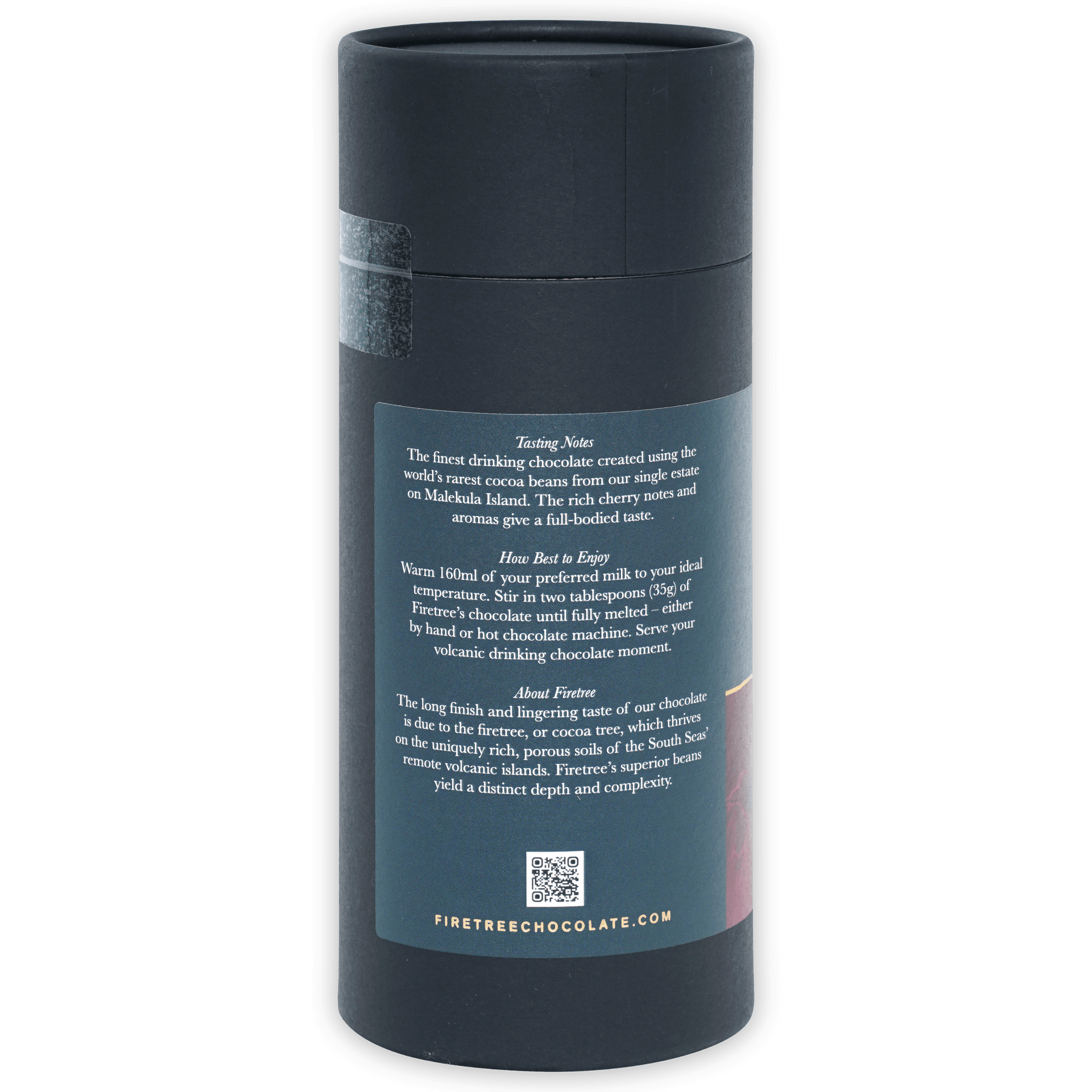 Firetree Vanuatu Malekula 72% dark gray matte tube with tasting notes