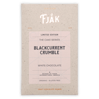Fjåk Blackcurrant Crumble White Chocolate bar in speckled beige package