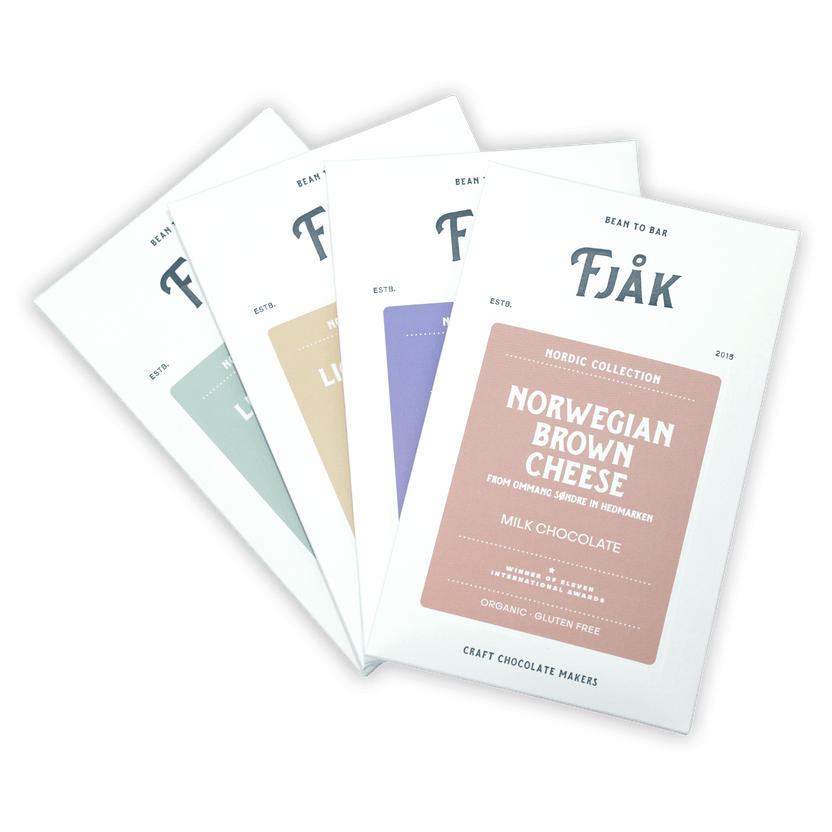 Fjåk Norwegian brown cheese milk chocolate bar from Nordic collection bundle