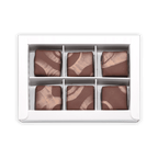 Fjåk chocolate coated brown cheese caramels: 6 marbled truffles in white box