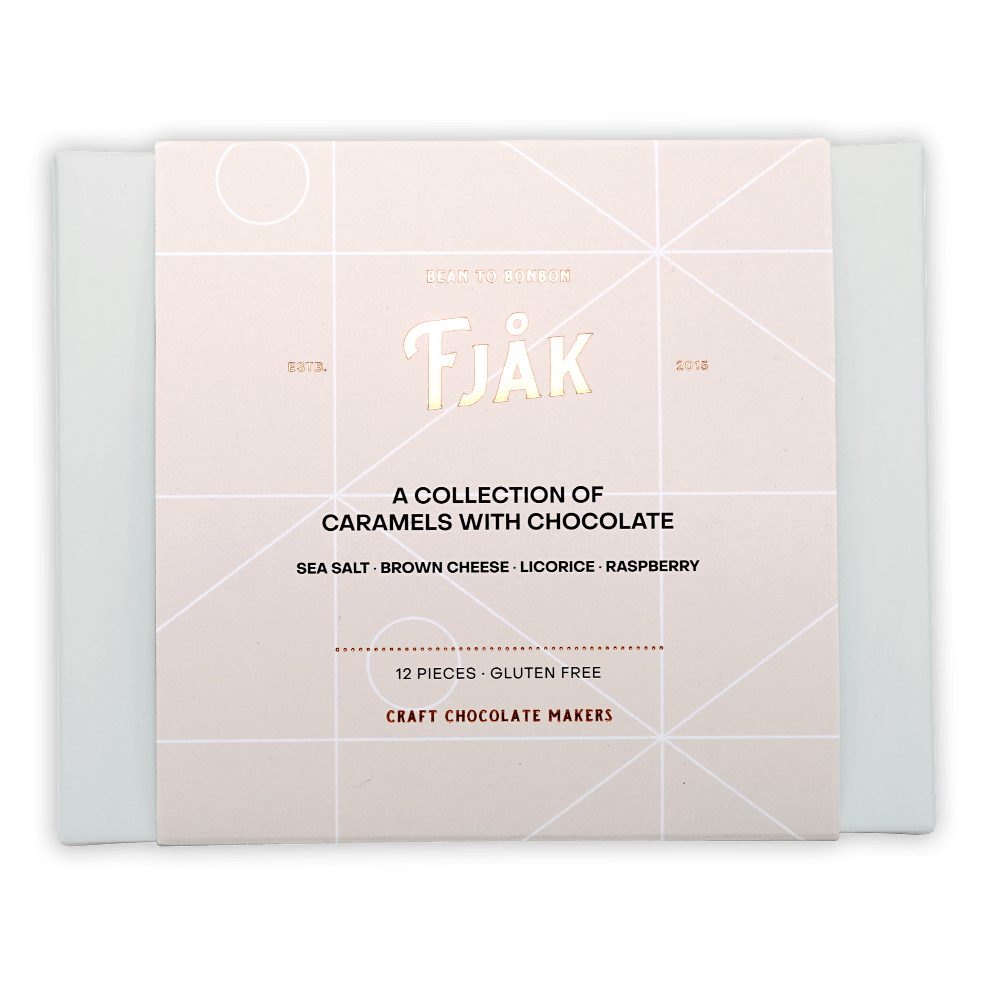 Fjåk chocolate coated mixed caramels 12 pcs box with flavors