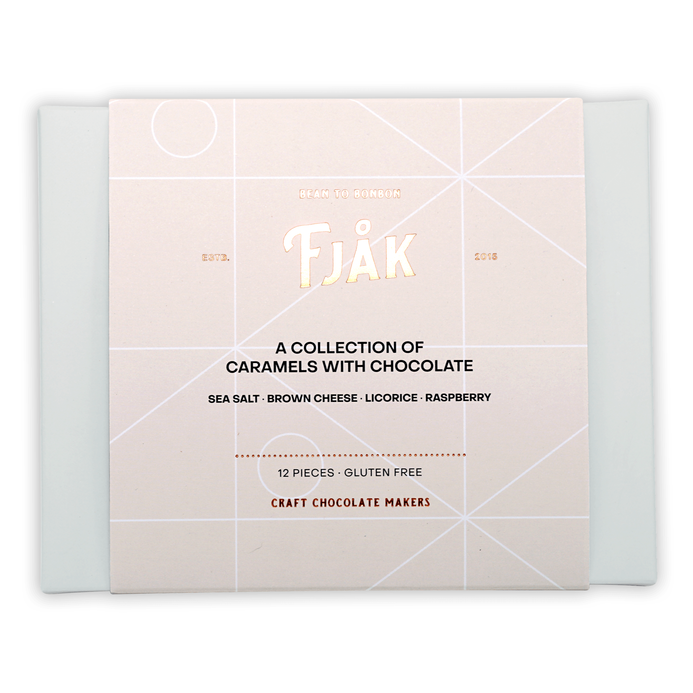 Fjåk chocolate coated mixed caramels 12 pcs box with flavors