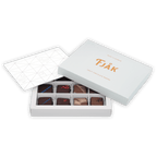 Fjåk Chocolate Coated Mixed Caramels 12 pcs white box with gold lettering