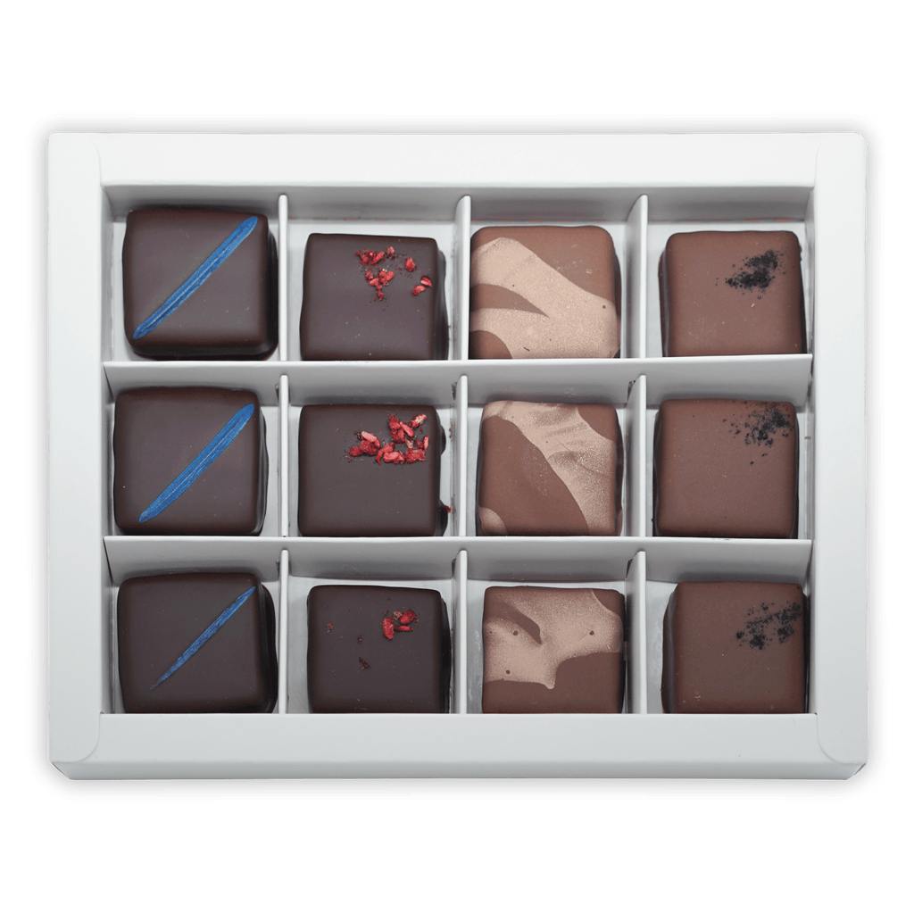 Fjåk chocolate coated mixed caramels 12 pcs box with unique truffles