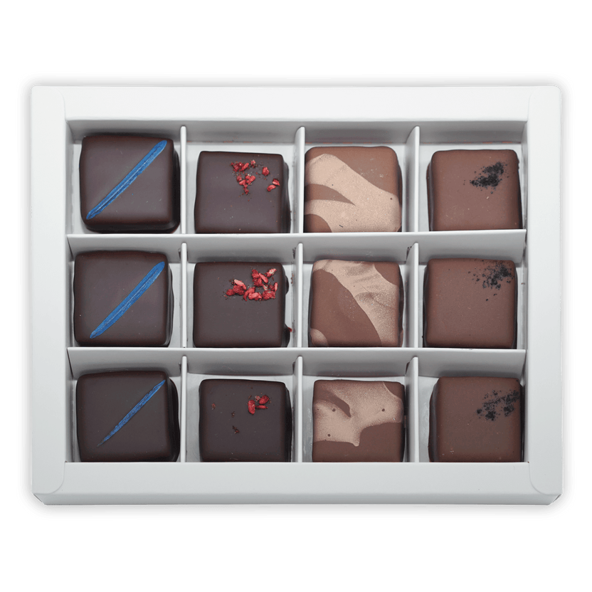 Fjåk chocolate coated mixed caramels 12 pcs box with unique truffles