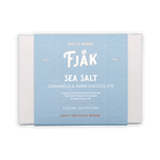 Fjåk sea salt caramels in dark chocolate, light blue 6-pc package