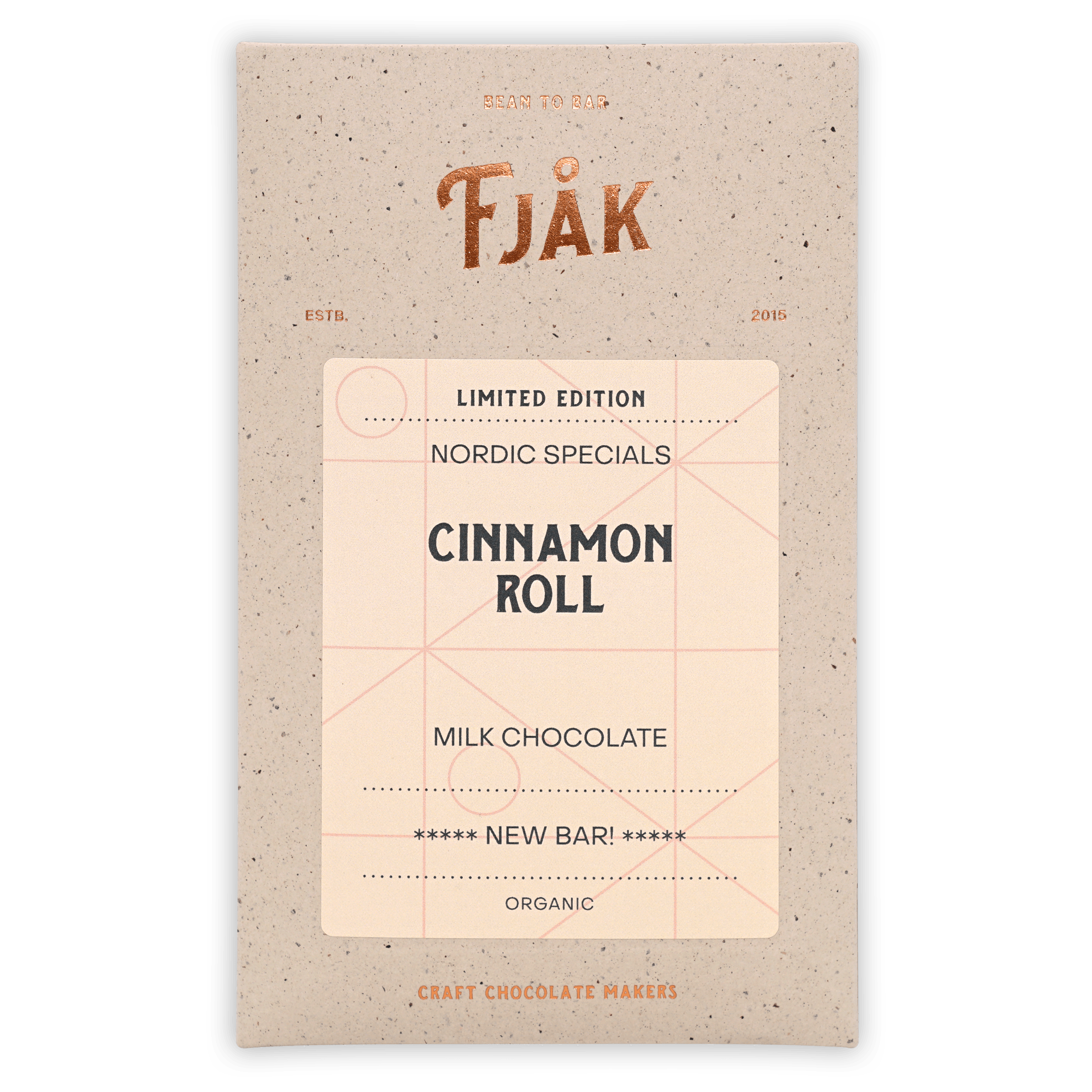Fjåk Cinnamon Roll Milk Chocolate 45% limited edition wrapper