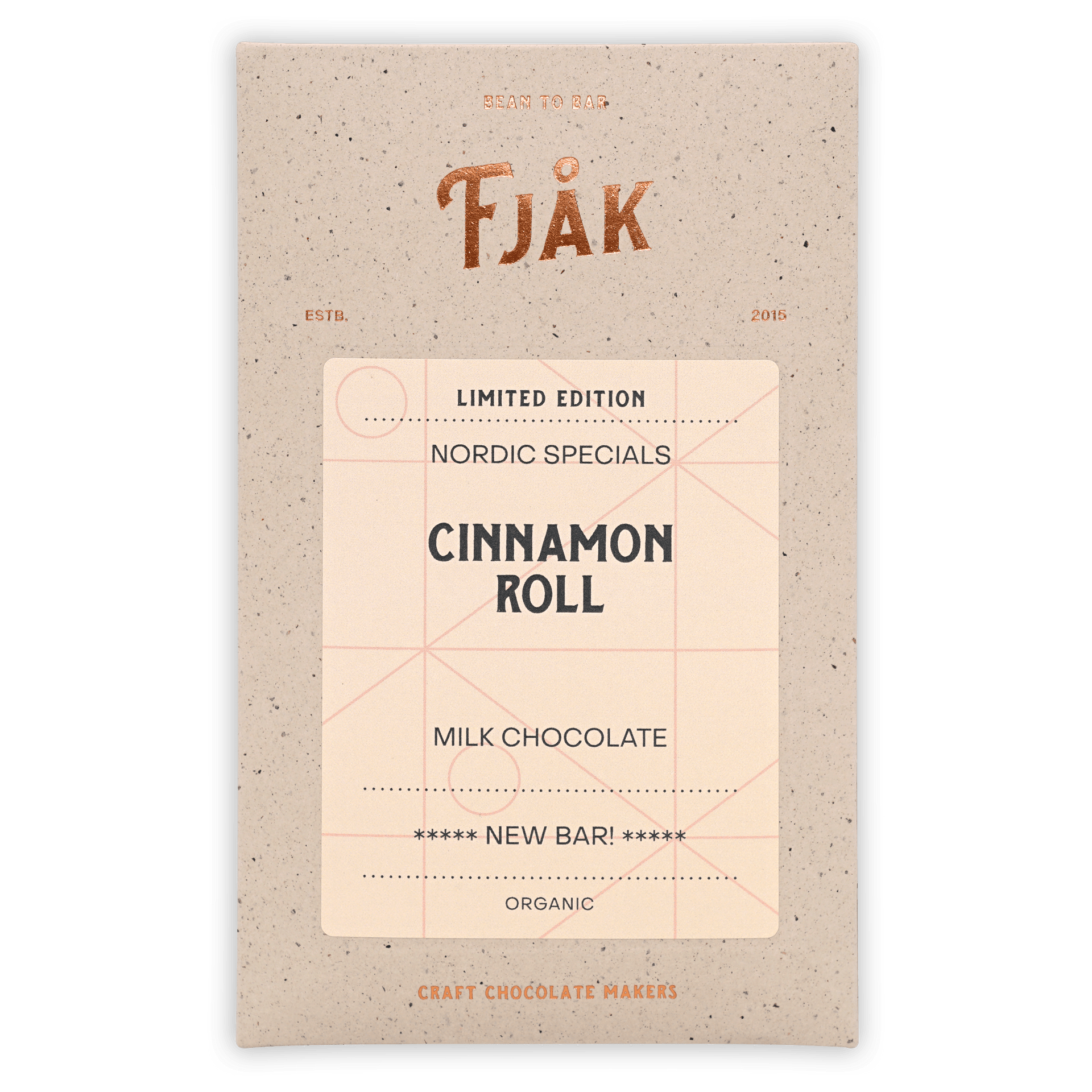 Fjåk Cinnamon Roll Milk Chocolate 45% limited edition wrapper