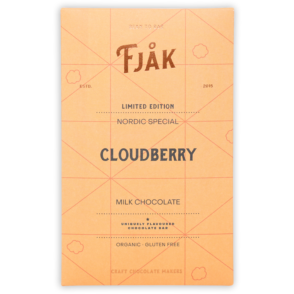 Fjåk Cloudberry Milk 50% limited edition matte peach wrapper with grid