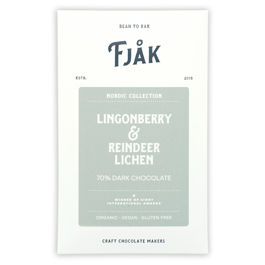 Fjåk Lingonberry & Lichen Dark Chocolate 70% (Seasonal)