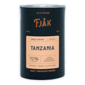 Fjåk Tanzania 70% dark drinking chocolate in sleek dark blue tin