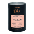Fjåk 85% dark drinking chocolate from Thailand black tin with pink label
