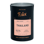Fjåk 85% dark drinking chocolate from Thailand black tin with pink label