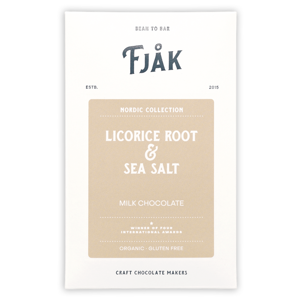 Fjåk Licorice Root and Sea Salt Milk Chocolate Bar, Nordic Collection