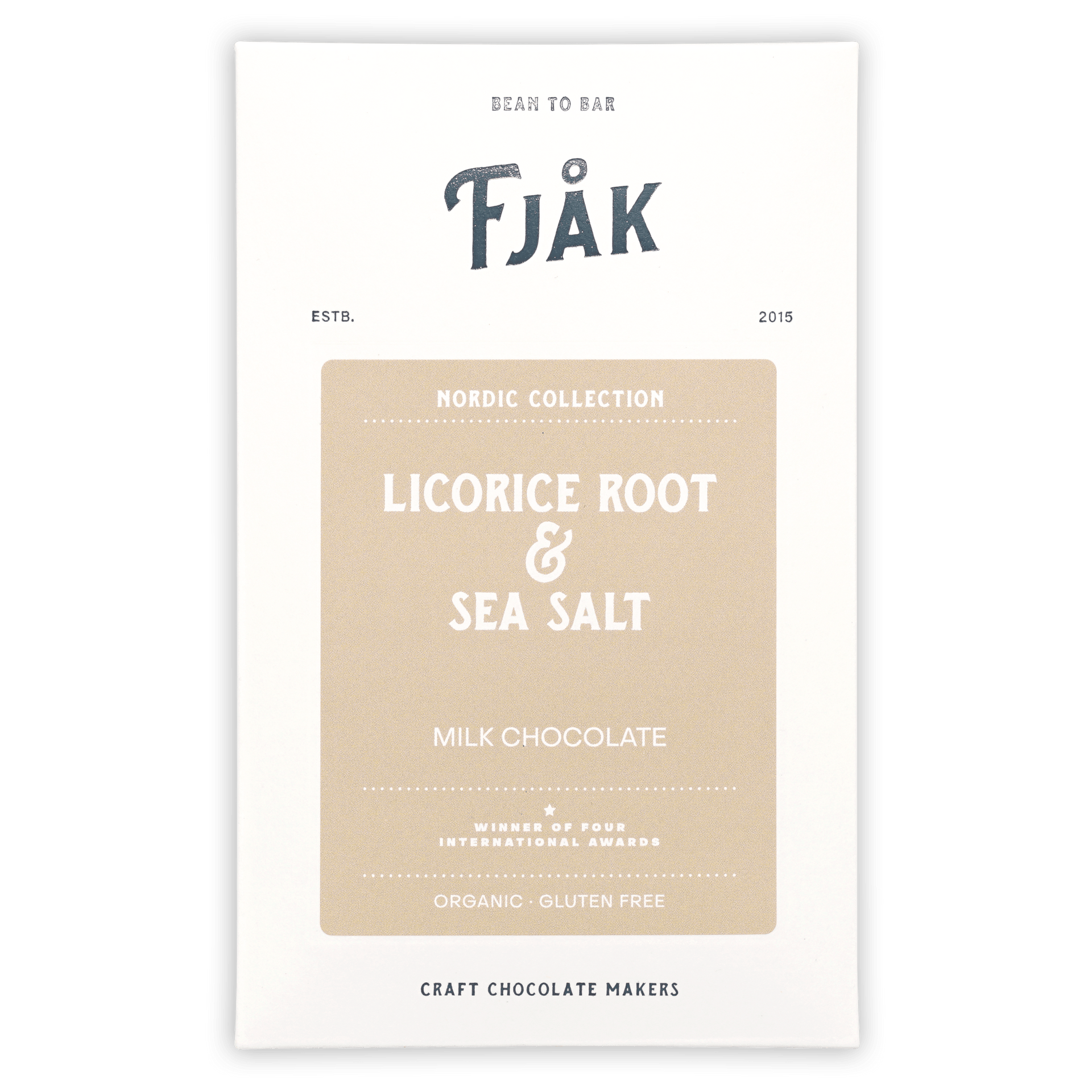 Fjåk Licorice Root and Sea Salt Milk Chocolate Bar, Nordic Collection