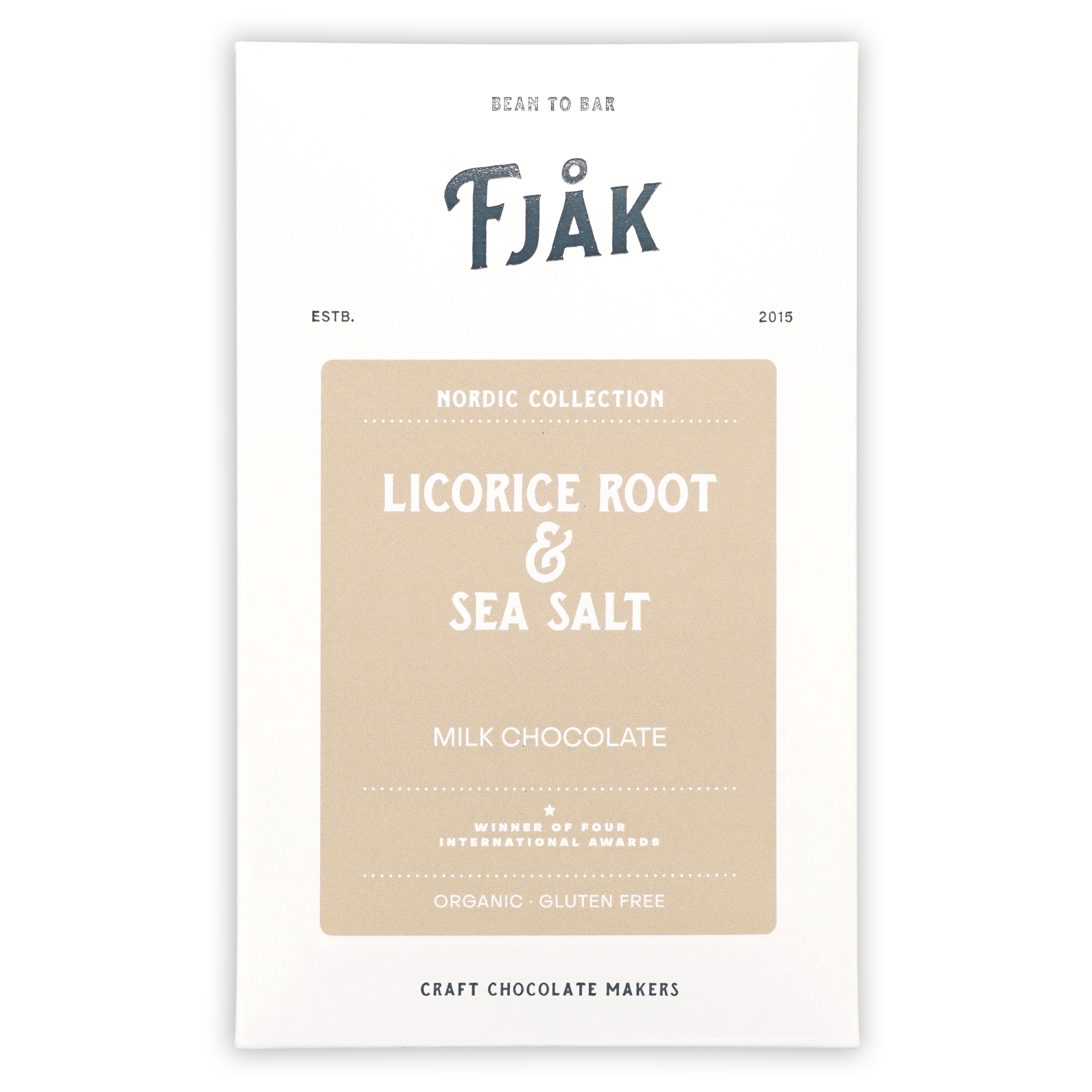 Fjåk Licorice Root and Sea Salt Milk Chocolate Bar, Nordic Collection