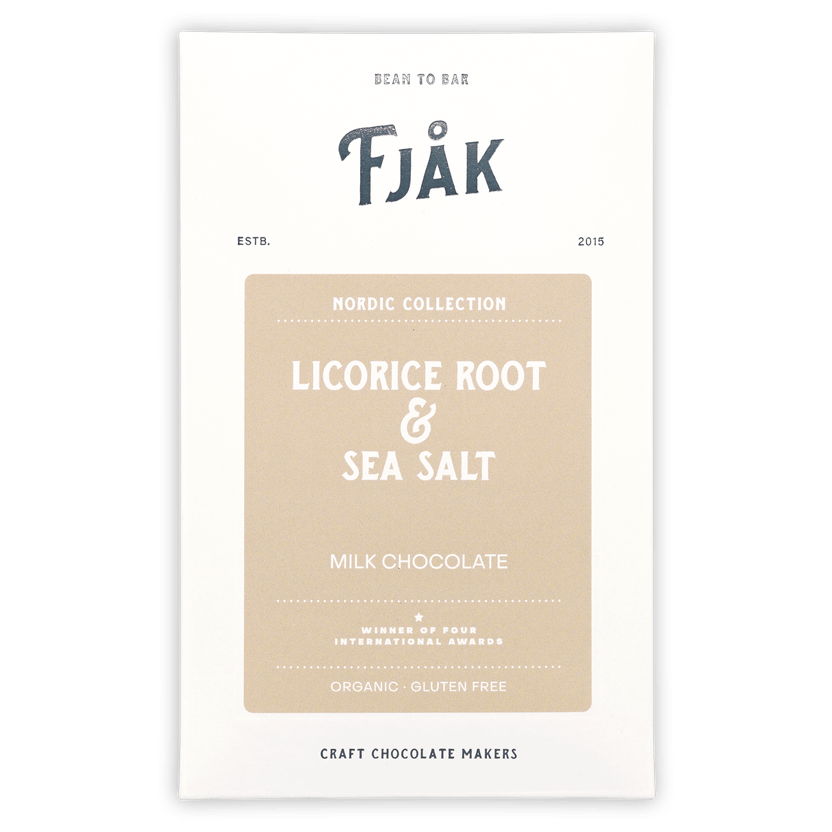 Fjåk Licorice Root and Sea Salt Milk Chocolate Bar, Nordic Collection