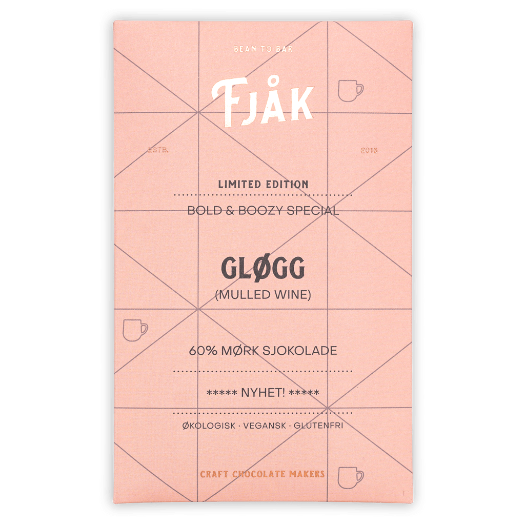Fjåk glogg mulled wine 60% dark chocolate bar wrapper