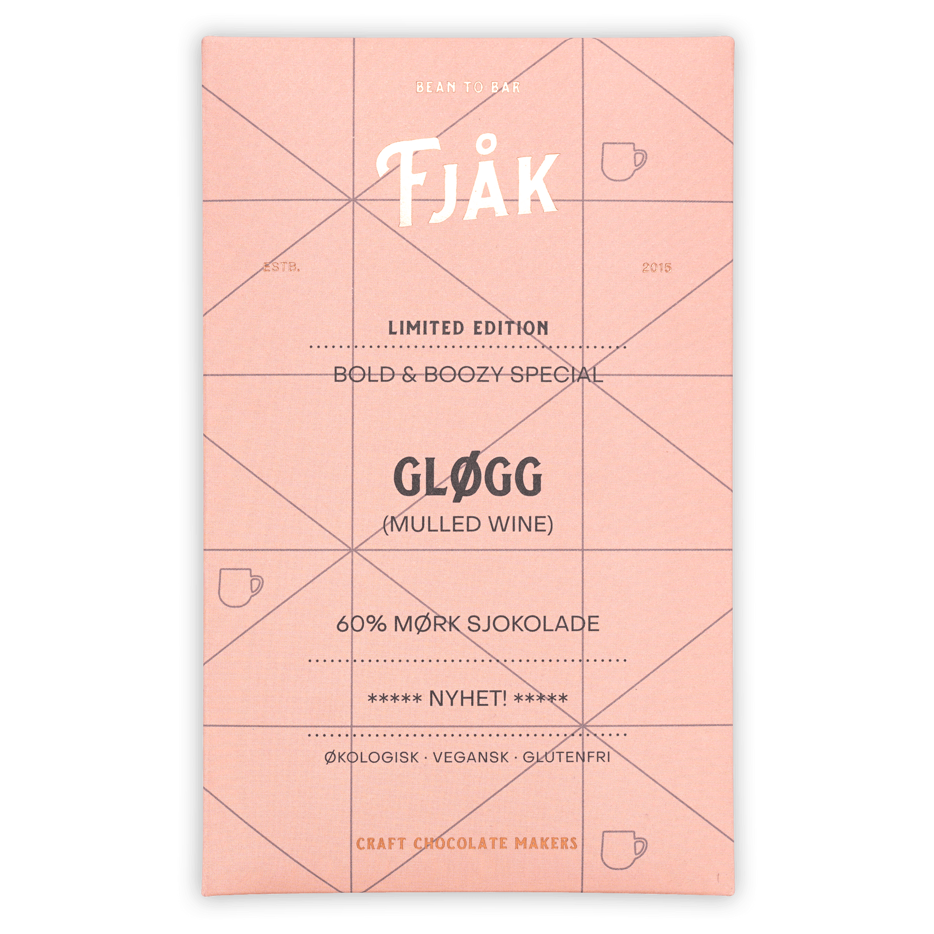 Fjåk glogg mulled wine 60% dark chocolate bar wrapper