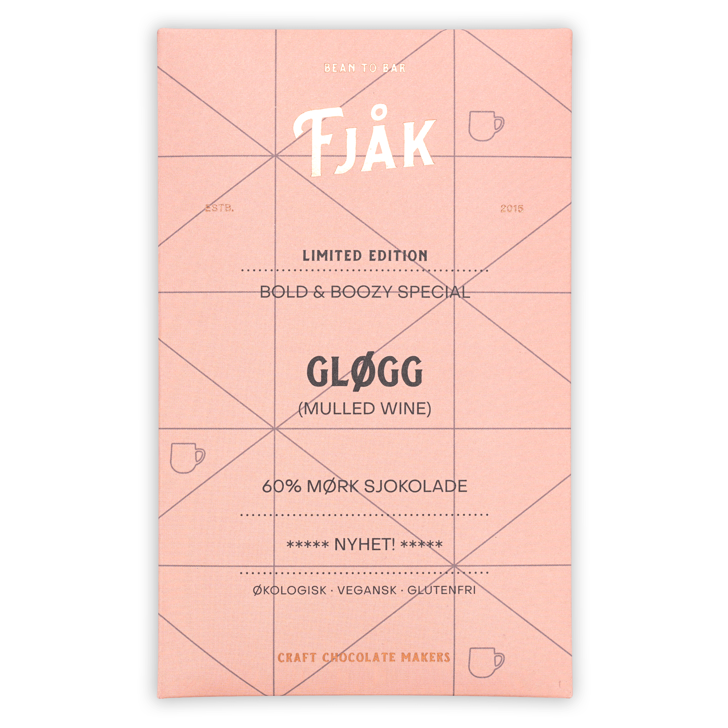 Fjåk glogg mulled wine 60% dark chocolate bar wrapper
