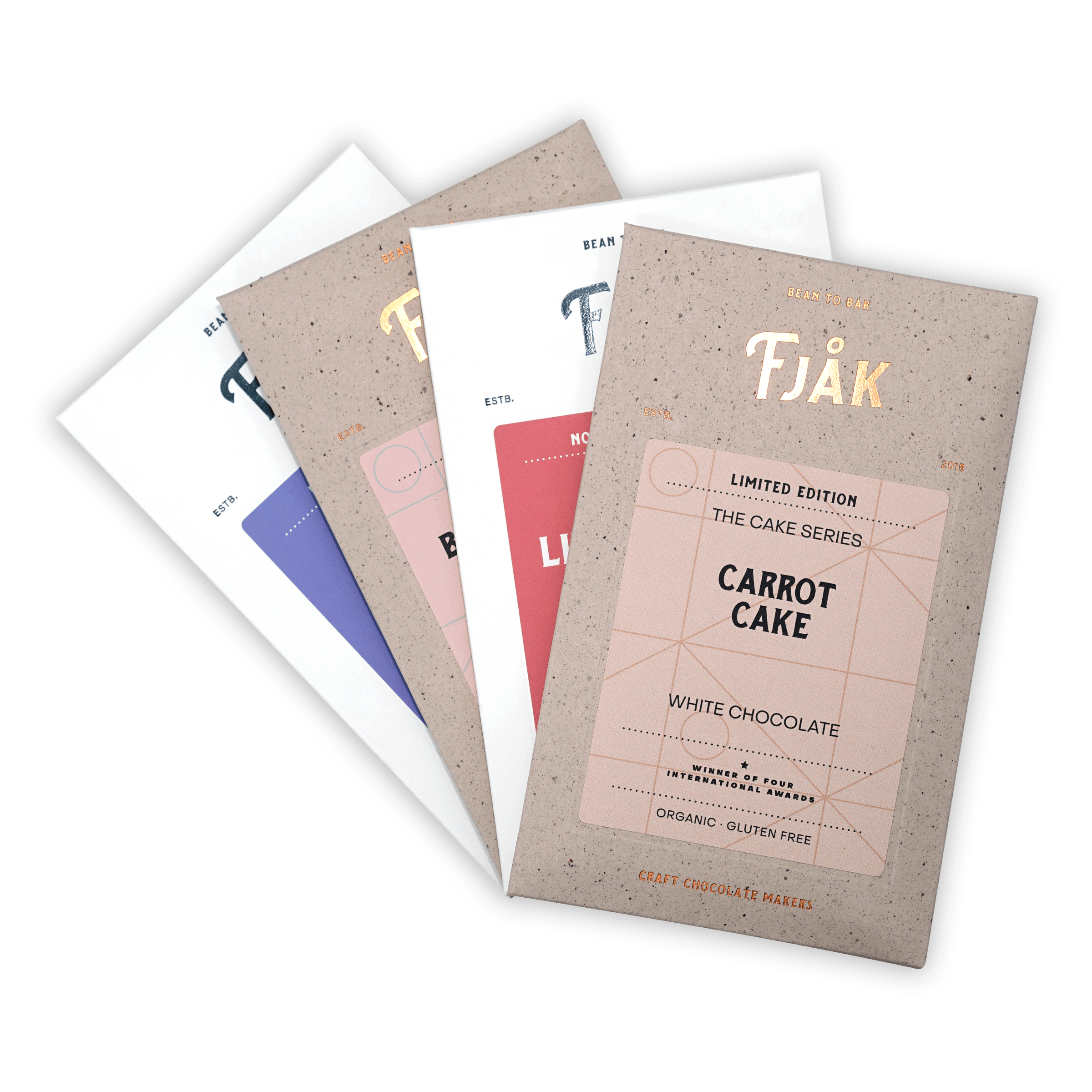 Fjåk carrot cake white chocolate bar wrapper in bundles pack