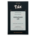 Fjåk Norwegian Gin 60% dark chocolate bar in sleek black wrapper