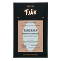 Fjåk cinnamon fermented Tanzania microlot 70% dark chocolate bar in sleek black and beige packaging explorer series