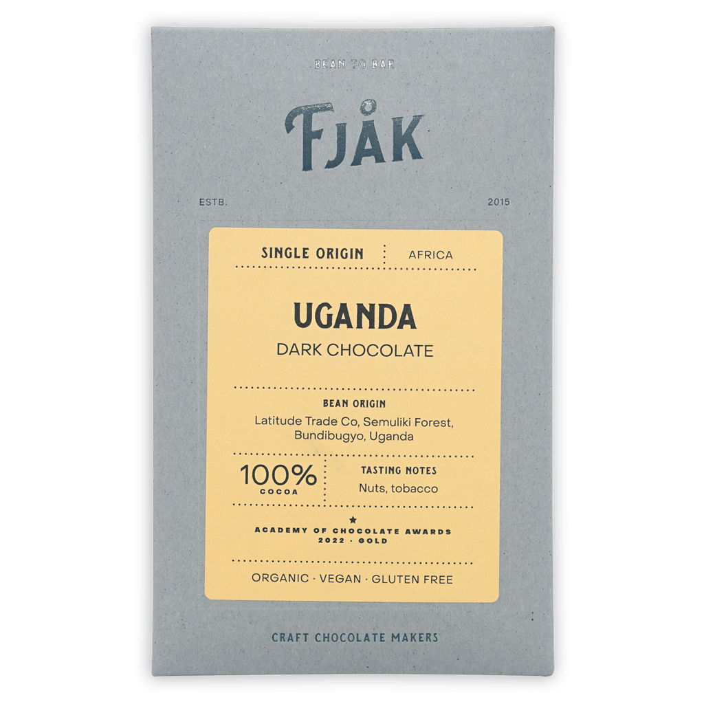 Fjåk Uganda Dark Chocolate 100% bar wrapper