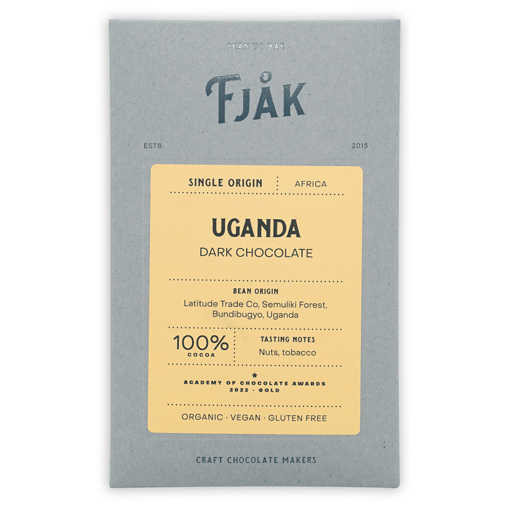 Fjåk Uganda Dark Chocolate 100% bar wrapper