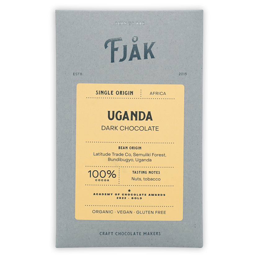 Fjåk Uganda Dark Chocolate 100% bar wrapper