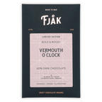 Fjåk Vermouth O’Clock limited edition dark chocolate bar wrapper