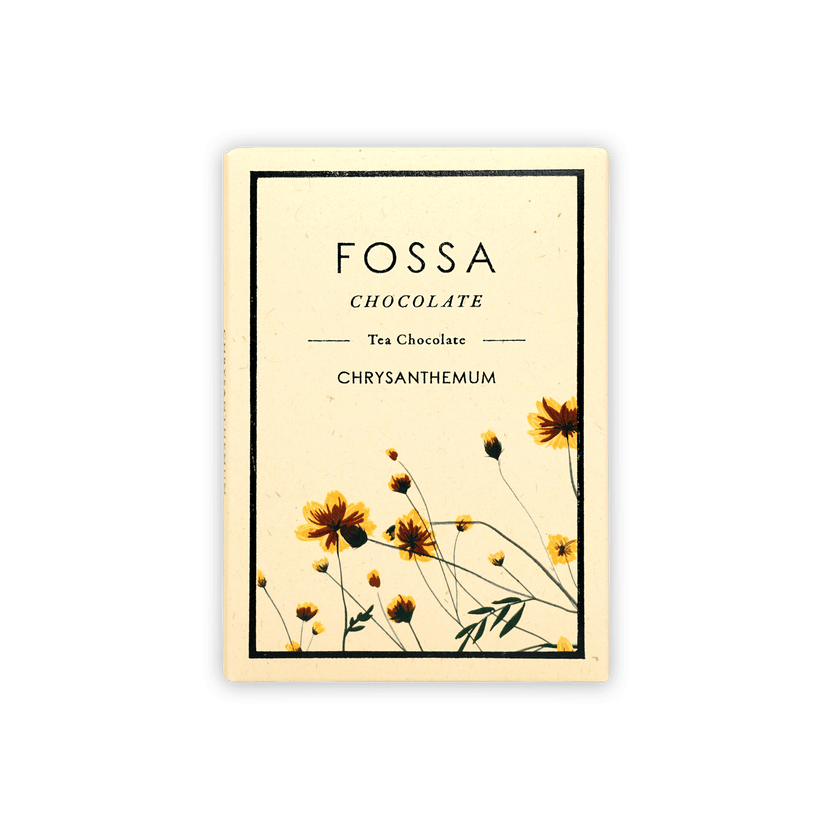 Fossa Dark Milk Chocolate Chrysanthemum Tea 53% cream box with floral design