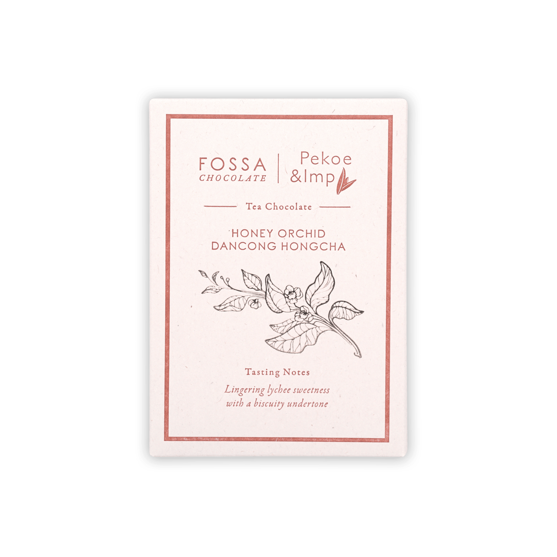 Fossa Milk Chocolate Honey Orchid Dancong Hongcha 52% bar in white wrapper