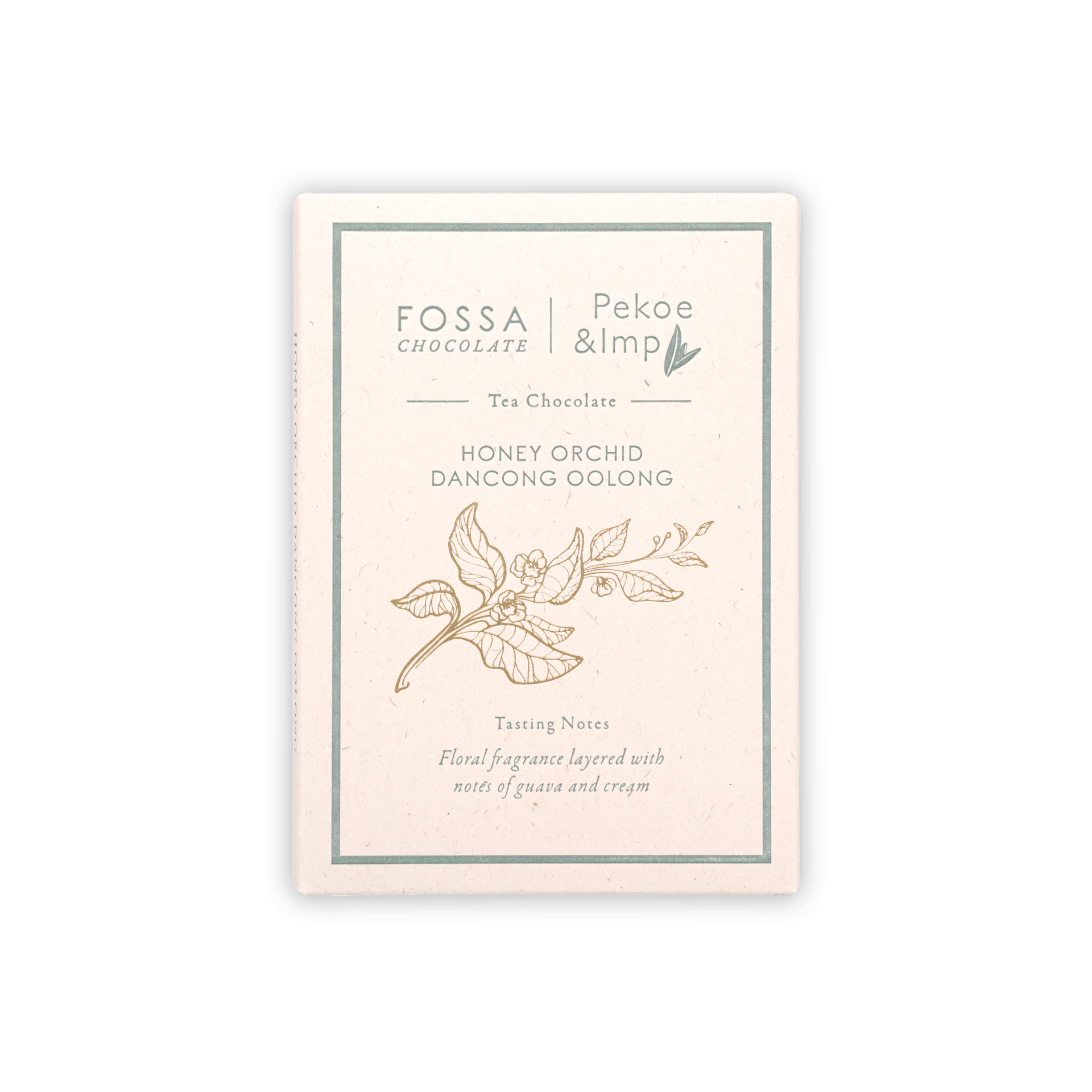 Fossa Milk Chocolate Honey Orchid Dancong Oolong 52% bar with pekoe tea