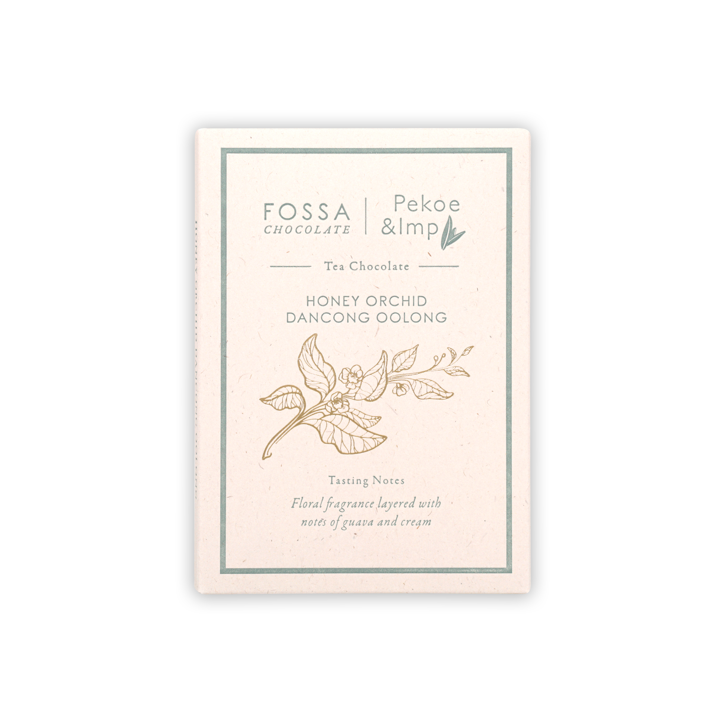 Fossa Milk Chocolate Honey Orchid Dancong Oolong 52% bar with pekoe tea