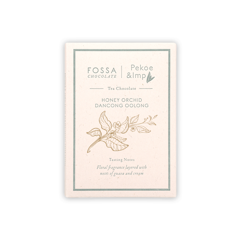 Fossa Milk Chocolate Honey Orchid Dancong Oolong 52% bar with pekoe tea